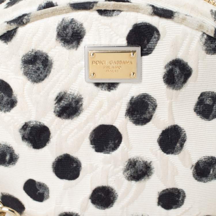 Pre Owned Dolce & Gabbana Graphic Polka Dot Fabric Brocade Round Glam Crossbody