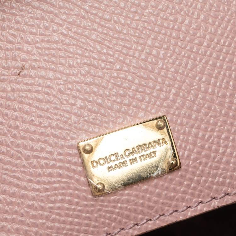 Pre Owned Dolce & Gabbana Powder Pink Embellished Leather Small Miss Sicily Top Handle Bag