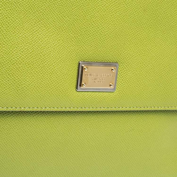 Pre Owned Dolce & Gabbana Green Leather Large Miss Sicily Top Handle Bag