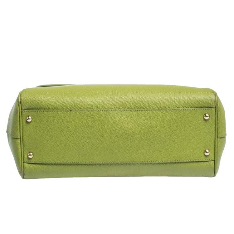 Pre Owned Dolce & Gabbana Green Leather Large Miss Sicily Top Handle Bag