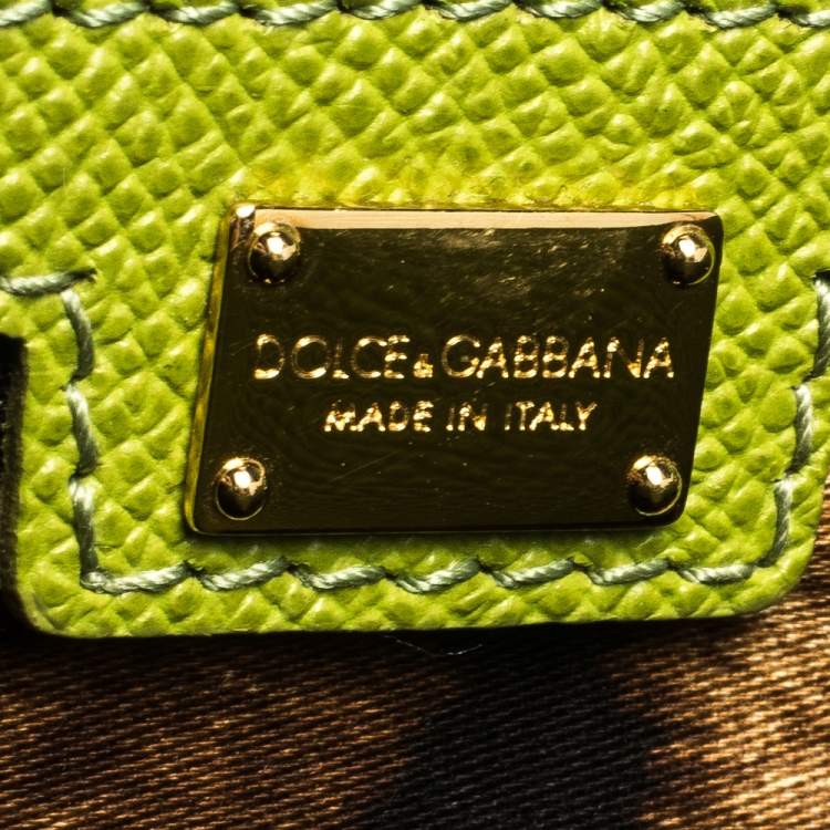 Pre Owned Dolce & Gabbana Green Leather Large Miss Sicily Top Handle Bag