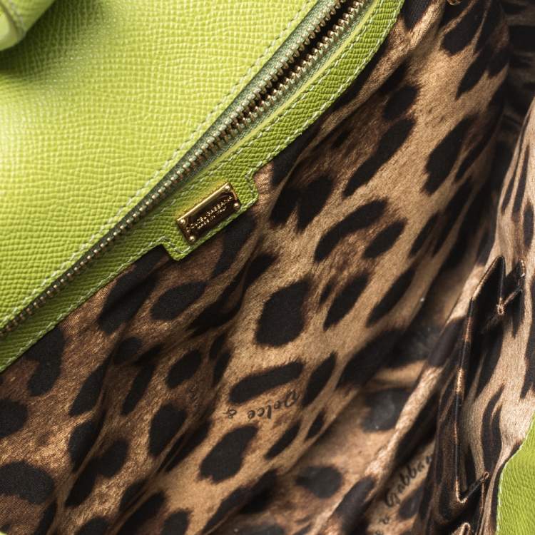 Pre Owned Dolce & Gabbana Green Leather Large Miss Sicily Top Handle Bag