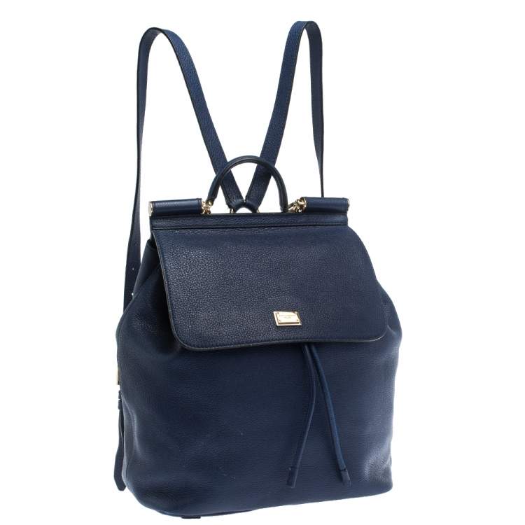 Pre Owned Dolce & Gabbana Blue Leather Miss Sicily Backpack