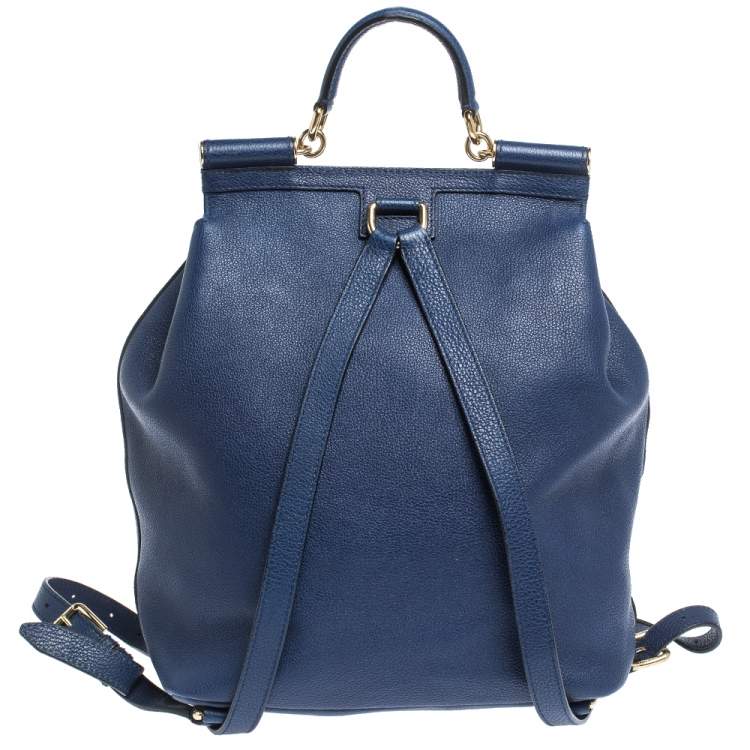 Pre Owned Dolce & Gabbana Blue Leather Miss Sicily Backpack