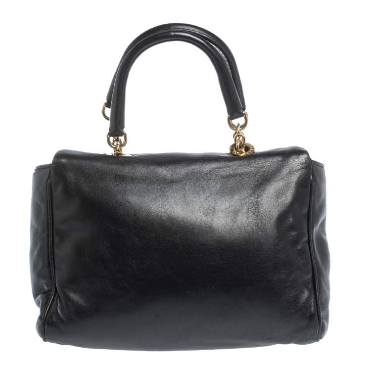 Pre Owned Dolce & Gabbana Black Soft Leather Double Handle Satchel