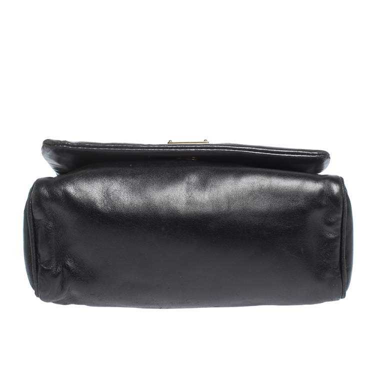 Pre Owned Dolce & Gabbana Black Soft Leather Double Handle Satchel
