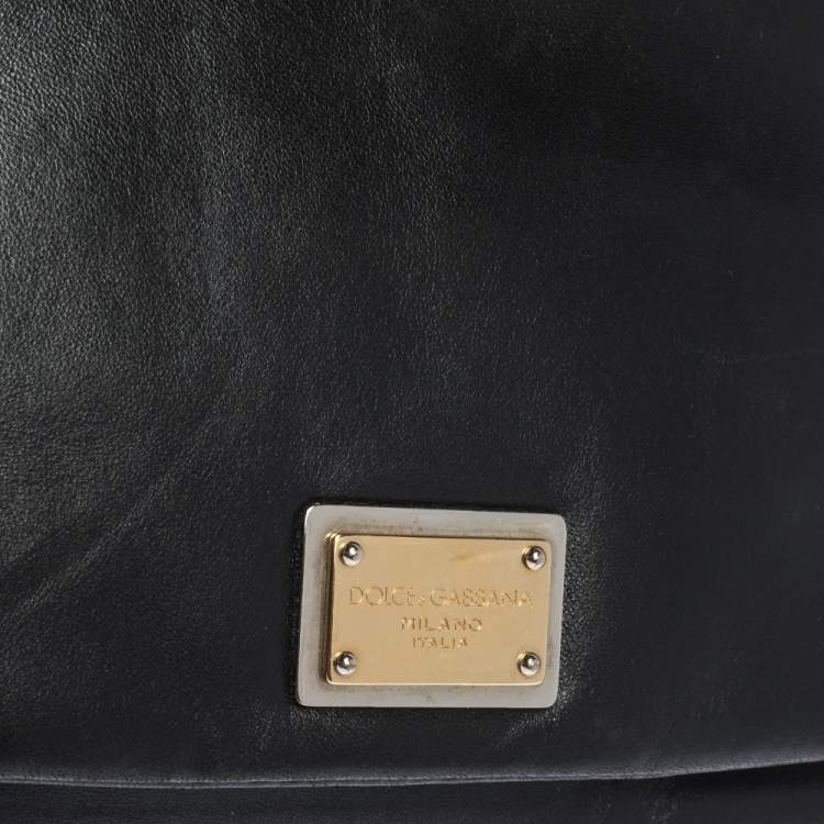 Pre Owned Dolce & Gabbana Black Soft Leather Double Handle Satchel