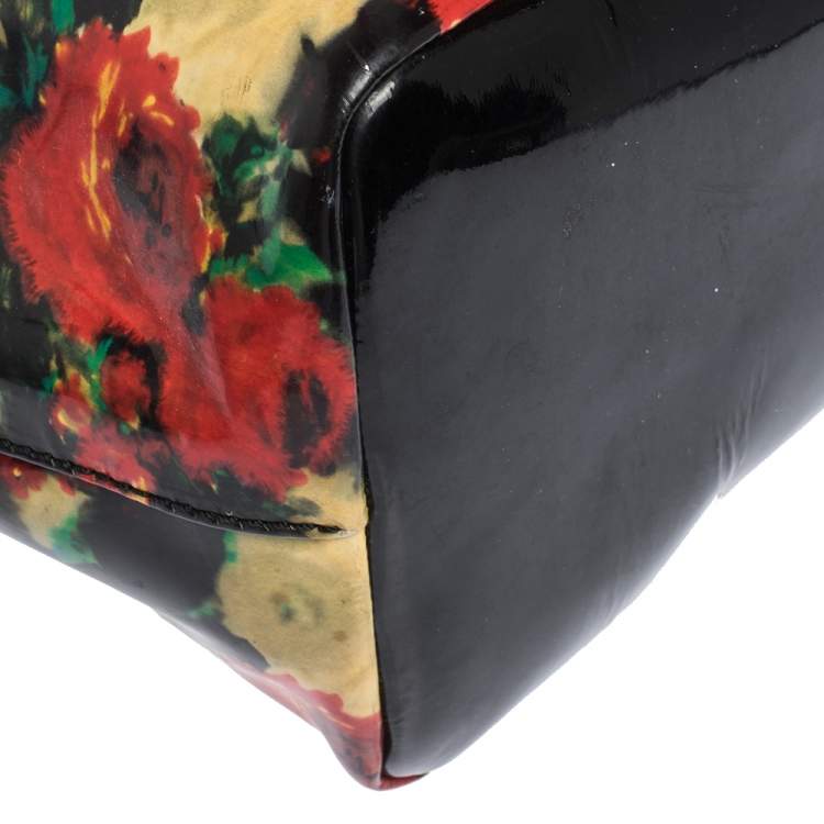 Pre Owned Dolce & Gabbana Multicolor Floral Print Vinyl and Patent Leather Miss Escape Tote