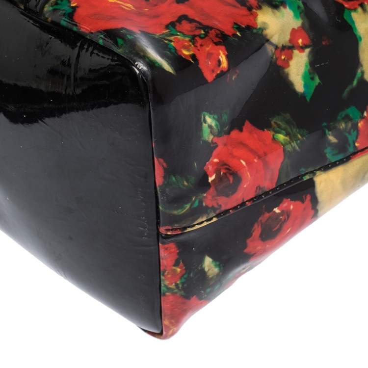 Pre Owned Dolce & Gabbana Multicolor Floral Print Vinyl and Patent Leather Miss Escape Tote