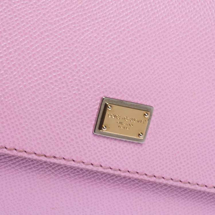Pre Owned Dolce & Gabbana Pink Leather Small Miss Sicily Top Handle Bag