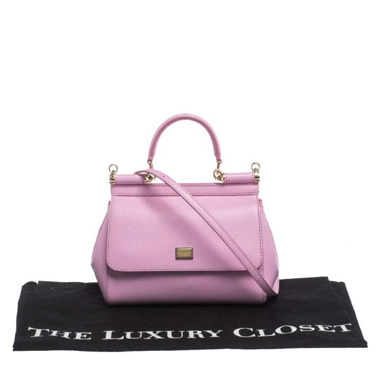 Pre Owned Dolce & Gabbana Pink Leather Small Miss Sicily Top Handle Bag