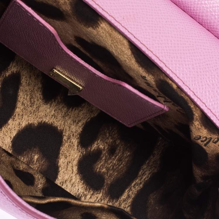 Pre Owned Dolce & Gabbana Pink Leather Small Miss Sicily Top Handle Bag