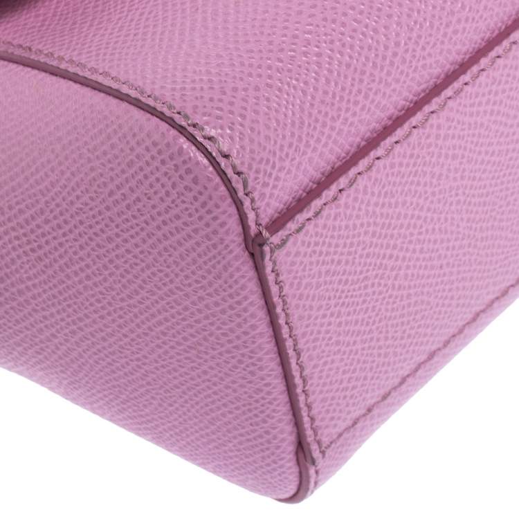 Pre Owned Dolce & Gabbana Pink Leather Small Miss Sicily Top Handle Bag