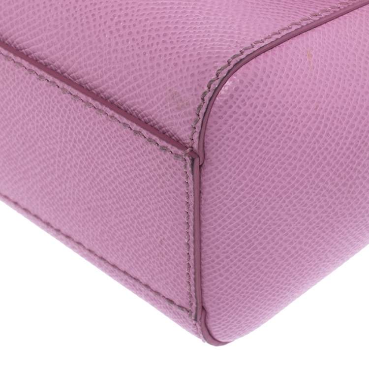 Pre Owned Dolce & Gabbana Pink Leather Small Miss Sicily Top Handle Bag