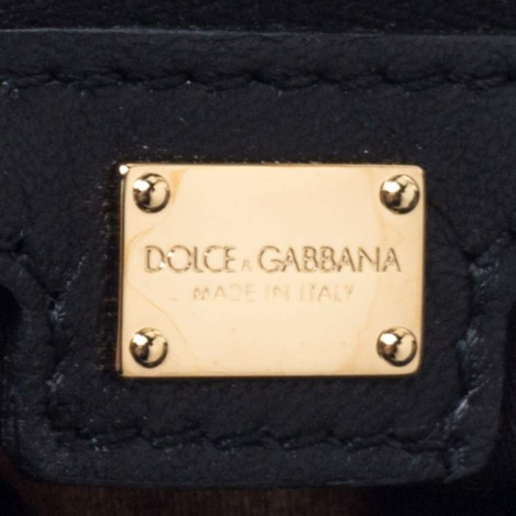 Pre Owned Dolce & Gabbana Black Lace and Leather Miss Sicily Top Handle Bag