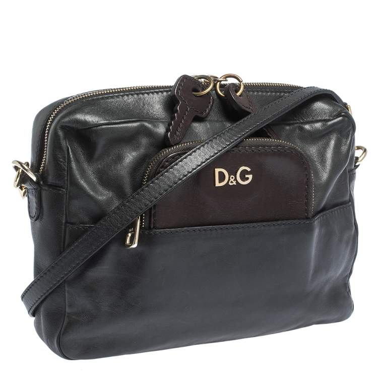 Pre Owned D&G Black/Brown Leather Crossbody Bag
