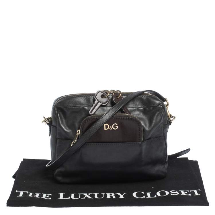 Pre Owned D&G Black/Brown Leather Crossbody Bag