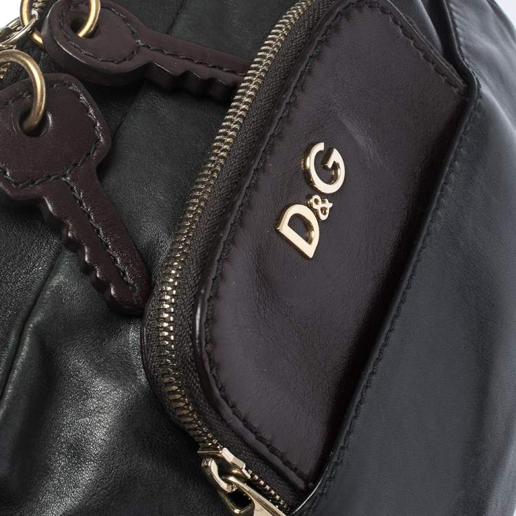 Pre Owned D&G Black/Brown Leather Crossbody Bag