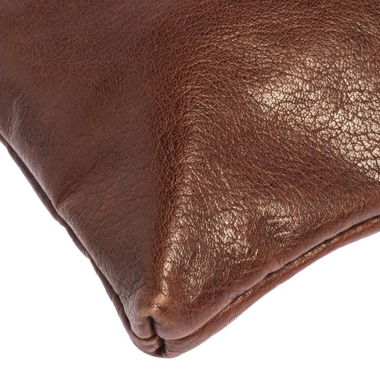 Pre Owned D&G Tan/Yellow Leather Wristlet Clutch