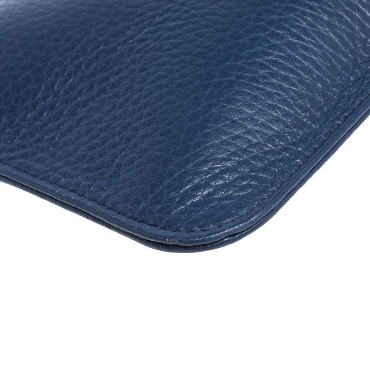 Pre Owned Dolce & Gabbana Blue Leather Wristlet Clutch