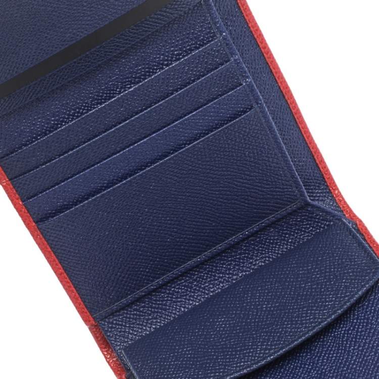 Pre Owned Dolce & Gabbana Red Leather Padlock Trifold Compact Wallet