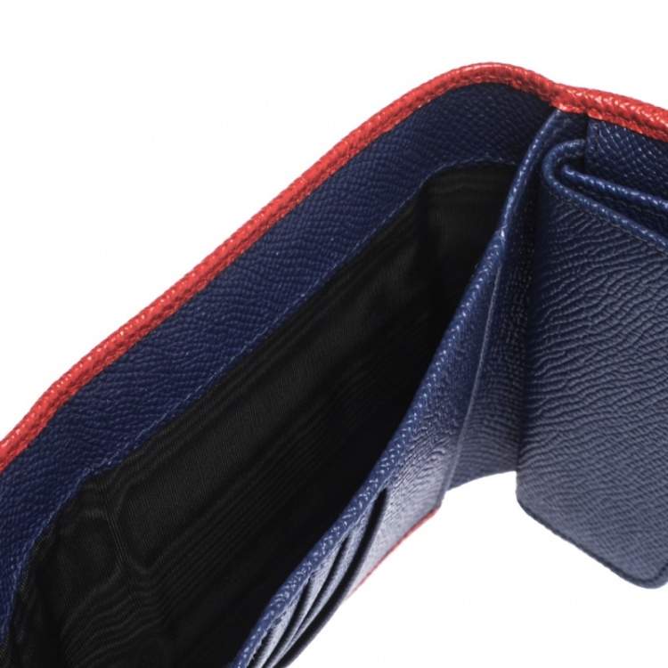 Pre Owned Dolce & Gabbana Red Leather Padlock Trifold Compact Wallet
