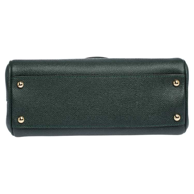 Pre Owned Dolce & Gabbana Green Leather Medium Miss Sicily Top Handle Bag