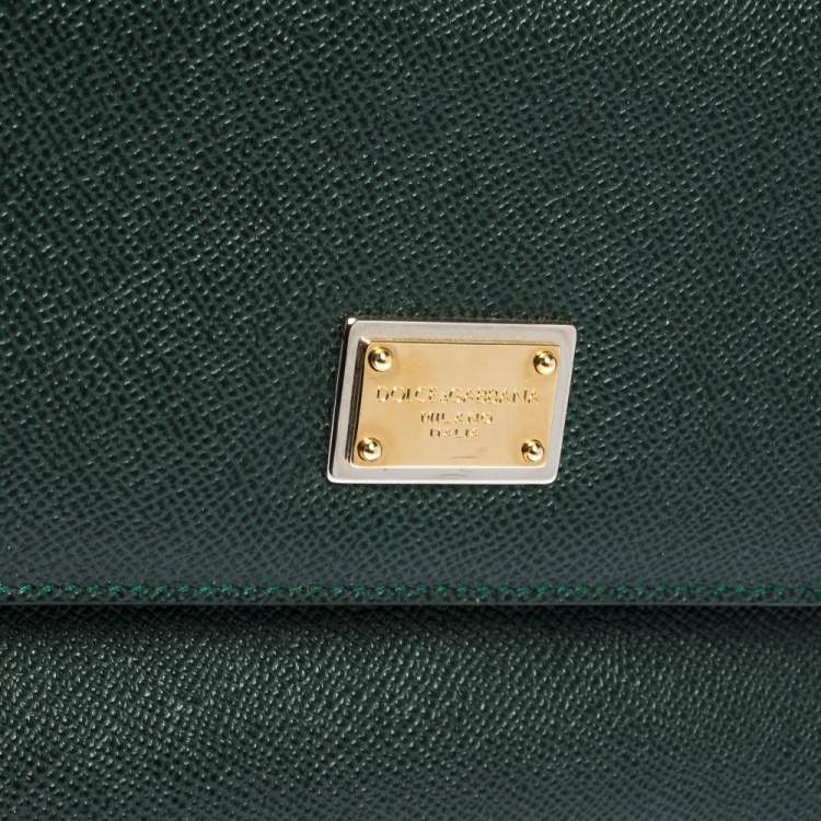 Pre Owned Dolce & Gabbana Green Leather Medium Miss Sicily Top Handle Bag