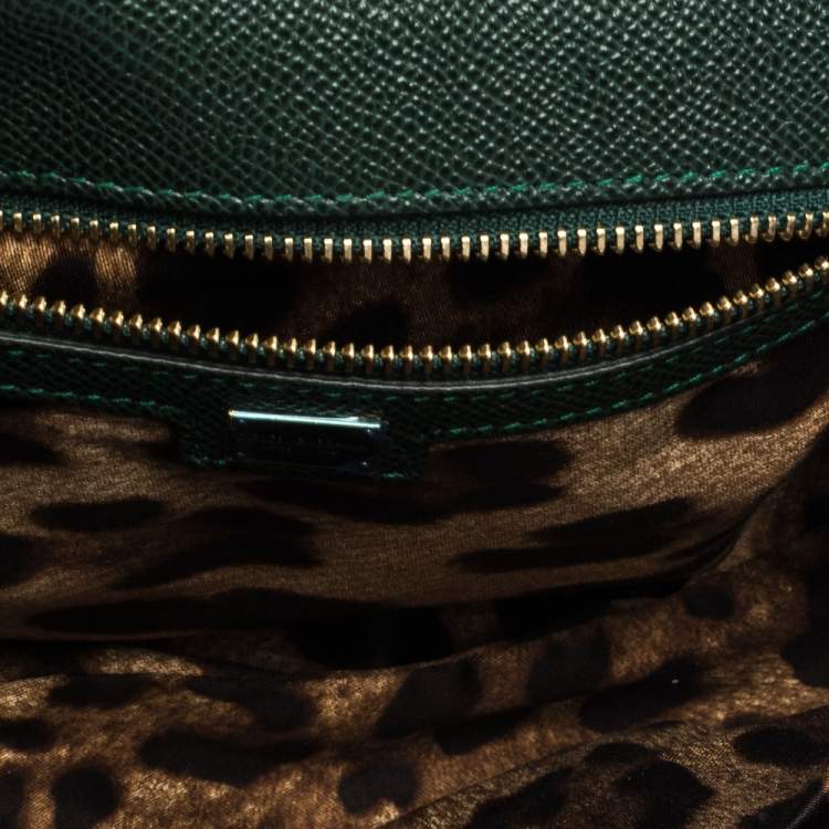 Pre Owned Dolce & Gabbana Green Leather Medium Miss Sicily Top Handle Bag