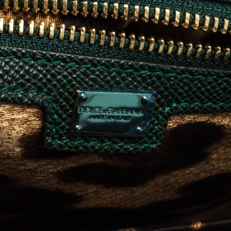Pre Owned Dolce & Gabbana Green Leather Medium Miss Sicily Top Handle Bag