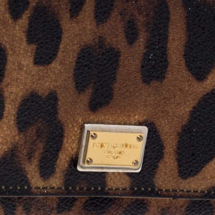 Pre Owned Dolce & Gabbana Brown Leopard Print Leather Dauphine Continental Wallet
