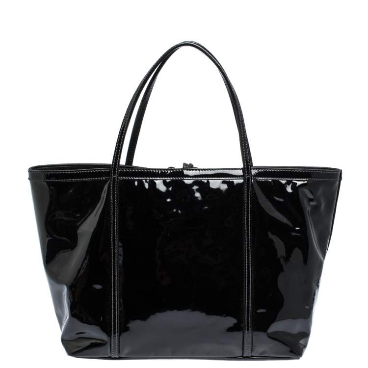Pre Owned Dolce & Gabbana Black Patent Leather Miss Escape Tote