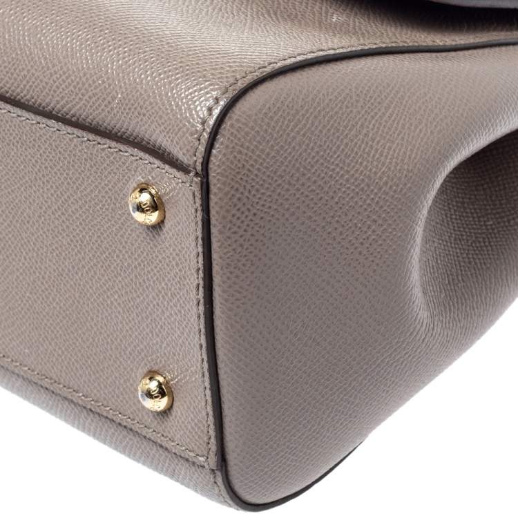 Pre Owned Dolce & Gabbana Grey Leather Medium Miss Sicily Top Handle Bag