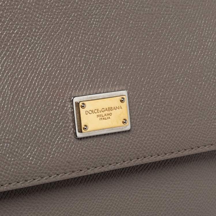 Pre Owned Dolce & Gabbana Grey Leather Medium Miss Sicily Top Handle Bag
