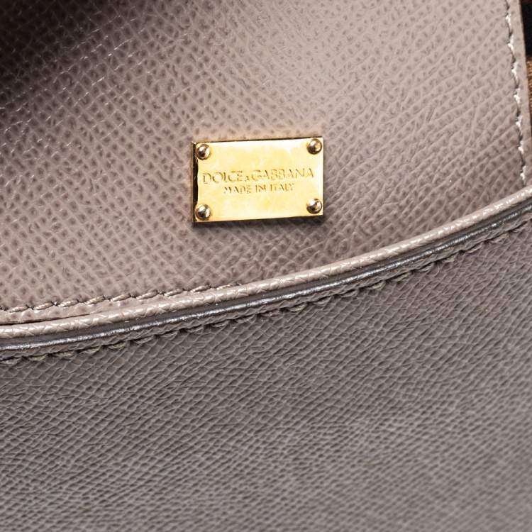 Pre Owned Dolce & Gabbana Grey Leather Medium Miss Sicily Top Handle Bag