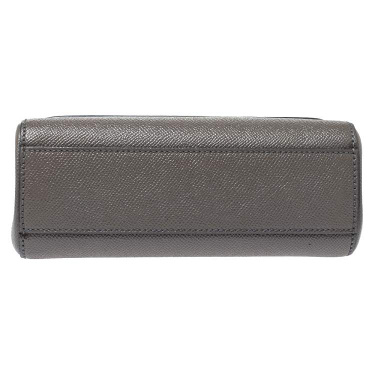 Pre Owned Dolce & Gabbana Grey Leather Small Sicily Top Handle Bag