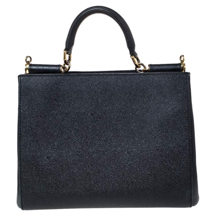 Pre Owned Dolce & Gabbana Black Leather Miss Sicily Top Handle Bag
