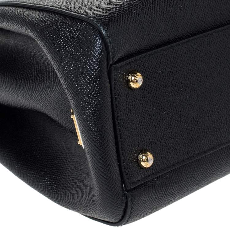 Pre Owned Dolce & Gabbana Black Leather Miss Sicily Top Handle Bag