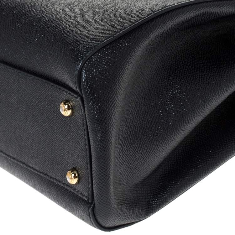 Pre Owned Dolce & Gabbana Black Leather Miss Sicily Top Handle Bag