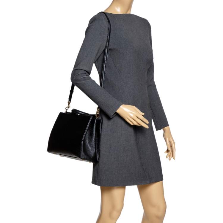 Pre Owned Dolce & Gabbana Black Leather Miss Sicily Top Handle Bag