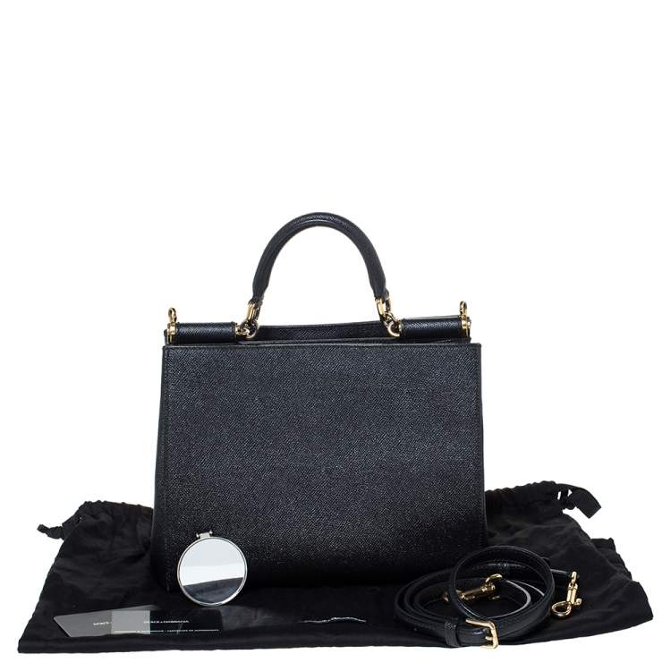 Pre Owned Dolce & Gabbana Black Leather Miss Sicily Top Handle Bag