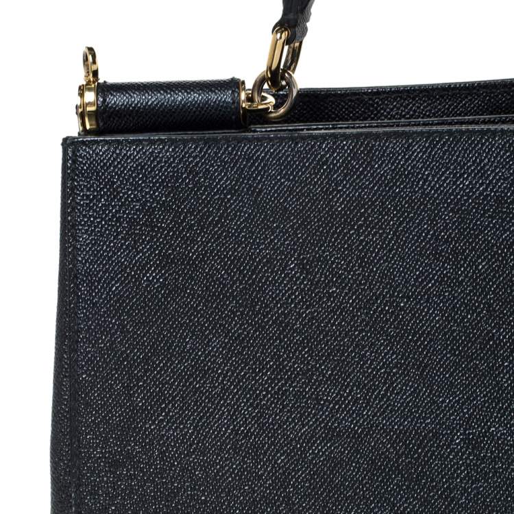 Pre Owned Dolce & Gabbana Black Leather Miss Sicily Top Handle Bag