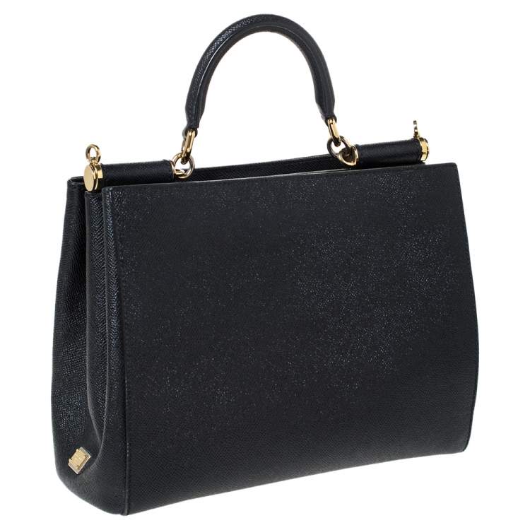 Pre Owned Dolce & Gabbana Black Leather Miss Sicily Top Handle Bag