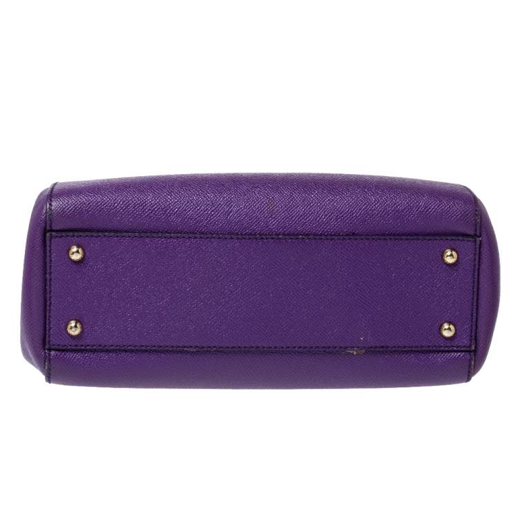 Pre Owned Dolce & Gabbana Purple Leather Medium Miss Sicily Top Handle Bag