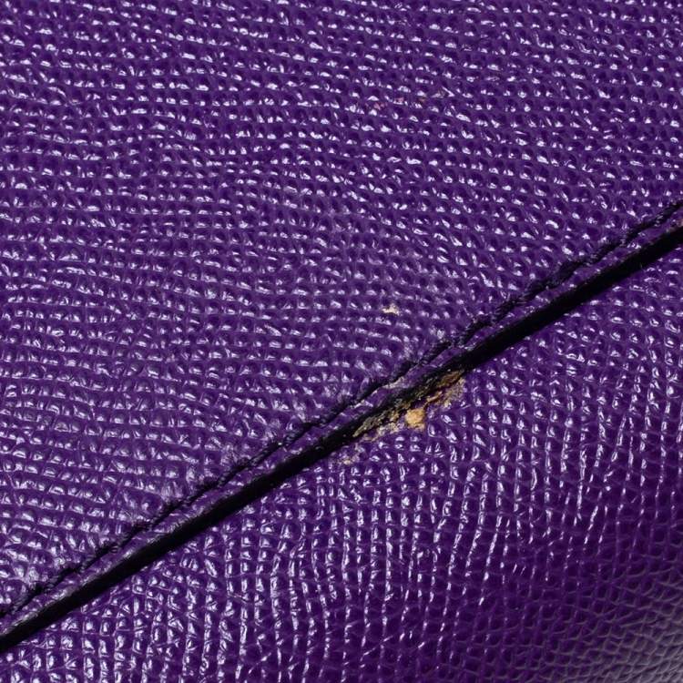 Pre Owned Dolce & Gabbana Purple Leather Medium Miss Sicily Top Handle Bag