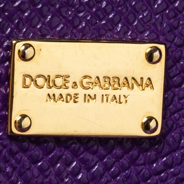 Pre Owned Dolce & Gabbana Purple Leather Medium Miss Sicily Top Handle Bag
