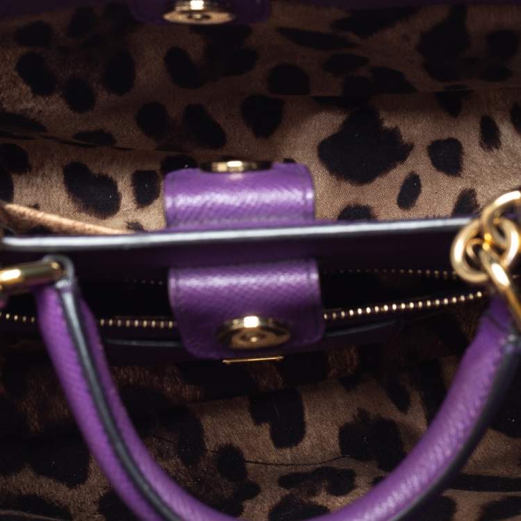 Pre Owned Dolce & Gabbana Purple Leather Medium Miss Sicily Top Handle Bag