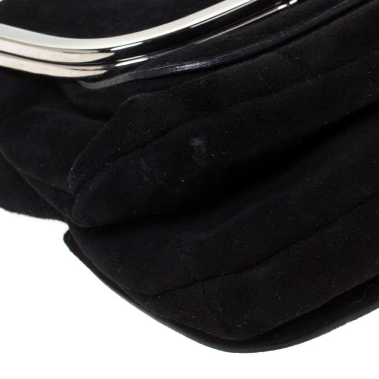 Pre Owned Dolce & Gabbana Black Suede Miss Sleek Satchel