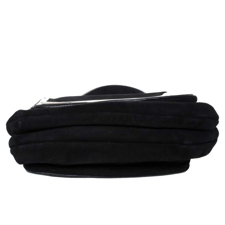 Pre Owned Dolce & Gabbana Black Suede Miss Sleek Satchel