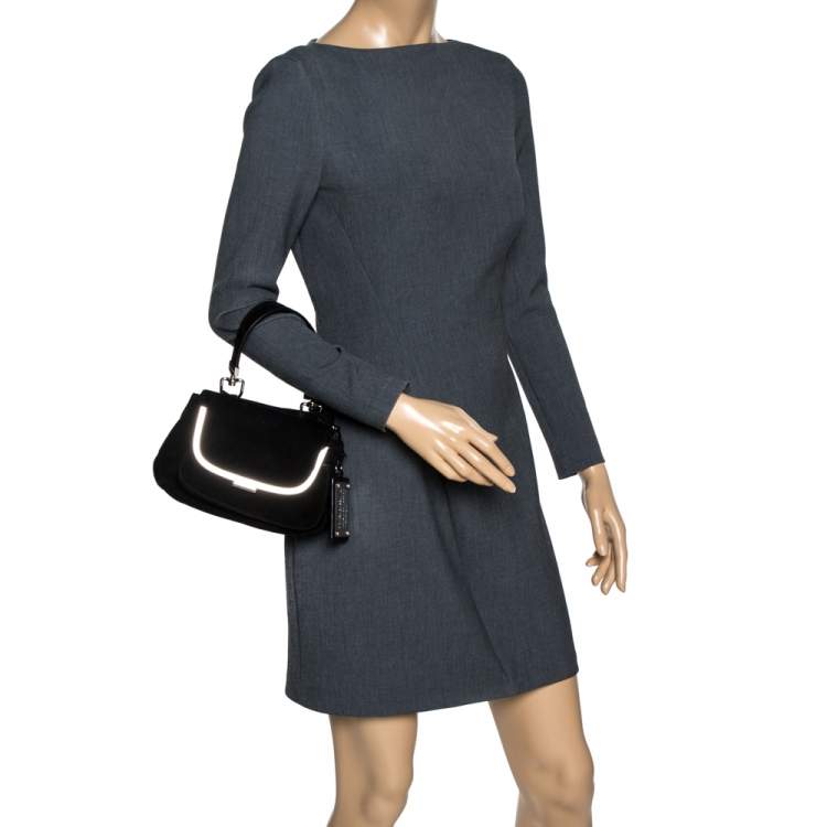 Pre Owned Dolce & Gabbana Black Suede Miss Sleek Satchel